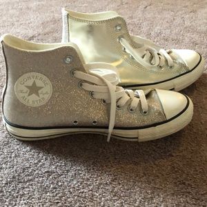 Gold hi-top converse